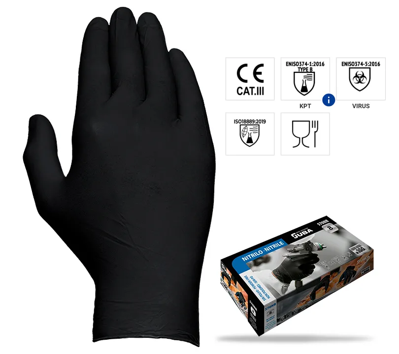 Gant jetable noir nitrile alimentaire/chimique