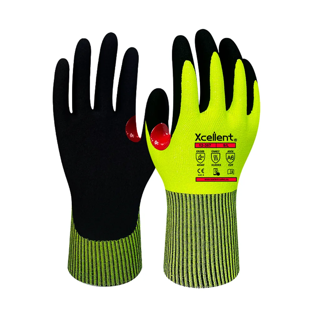 Gant coupe F HV nitrile sablé renforcé pouce/index Xcellent