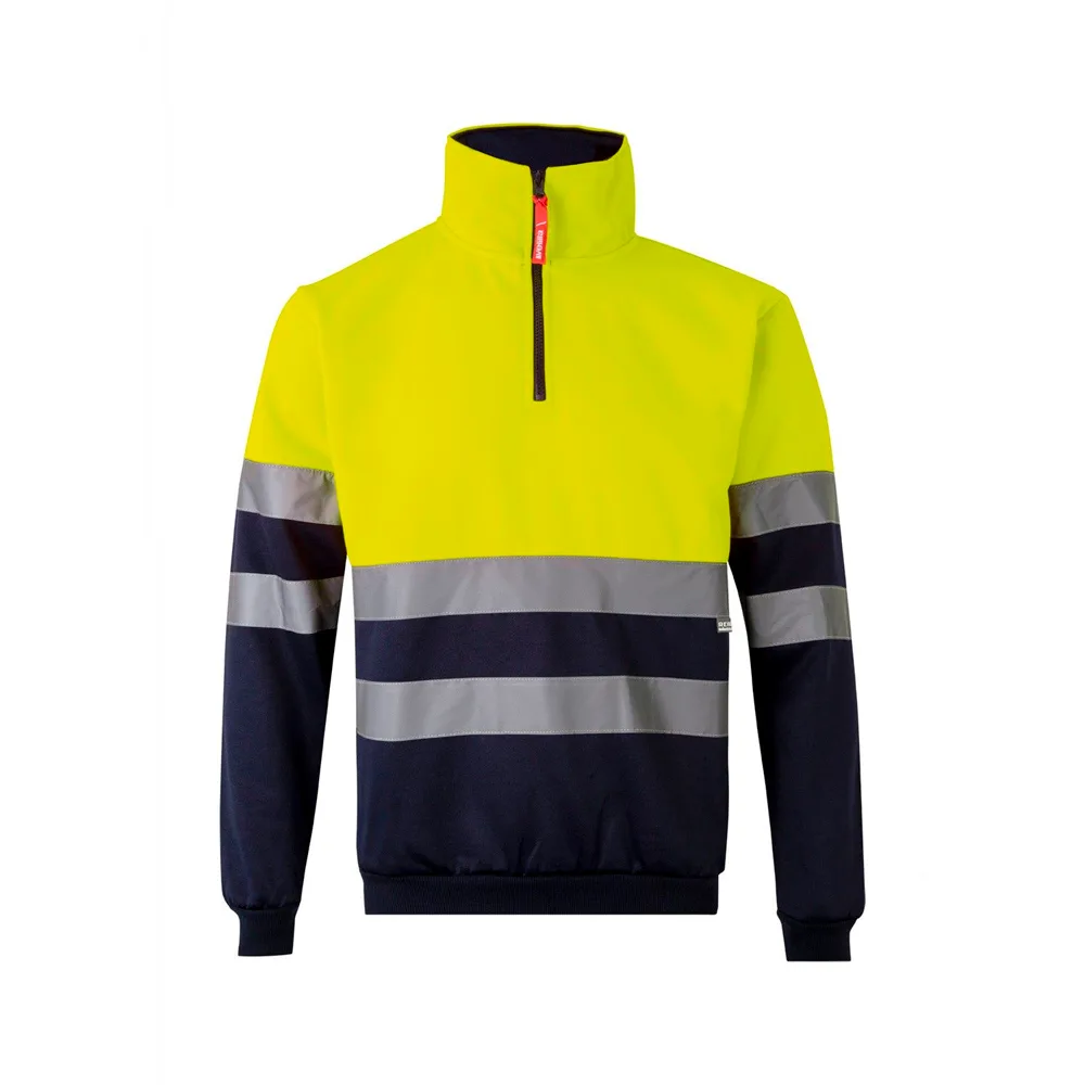 Sweat-shirt bicolore haute visibilité à demi-zip manches longues