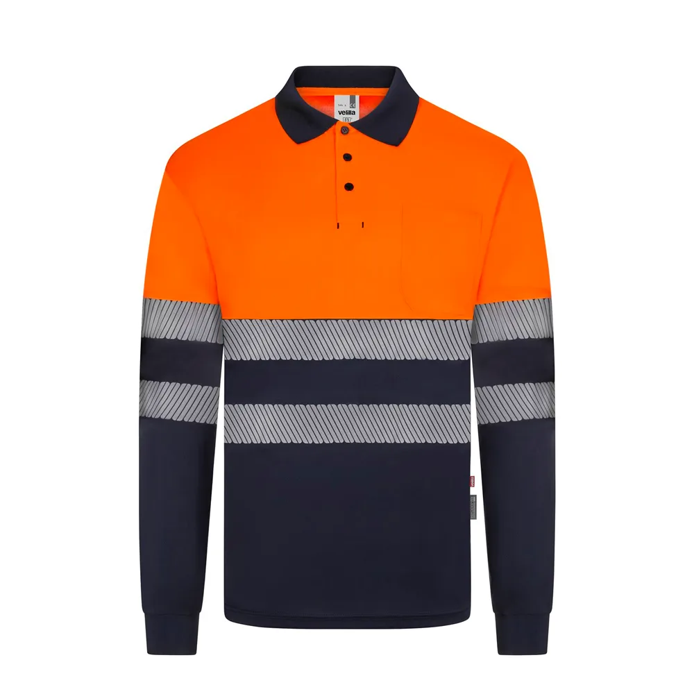 Polo HV polyester recyclé bicolore manches longues Velilla VE305535